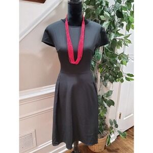 Acevog Women's Black Polyester Round Neck Short Sleeve Knee Length Dress Size XL